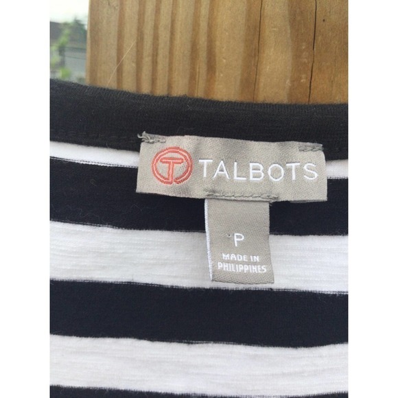 T by Talbots womens striped maxi dress petite drawstring athleisure black white - Picture 6 of 11